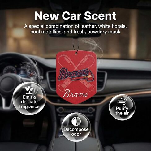 MLB Atlanta Braves Car Air Freshener - Team Logo Scented Hanging Air Freshener, Red Shield Design with "Atlanta Braves" Logo, Sports Fan Auto Fragrance for Cars, Trucks, Home (2 Pack) in Saudi Arabia