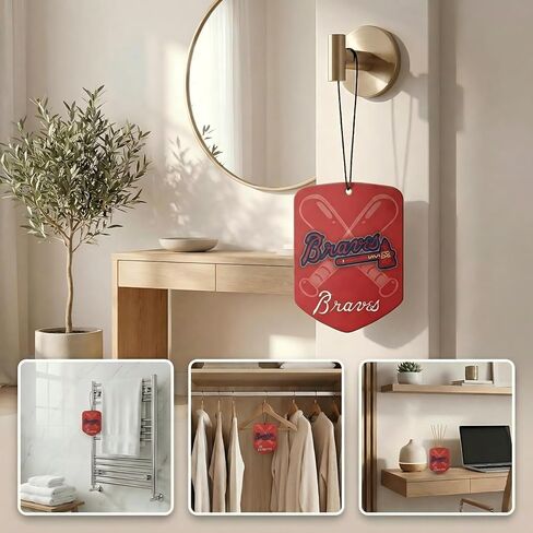 MLB Atlanta Braves Car Air Freshener - Team Logo Scented Hanging Air Freshener, Red Shield Design with "Atlanta Braves" Logo, Sports Fan Auto Fragrance for Cars, Trucks, Home (2 Pack) in Saudi Arabia