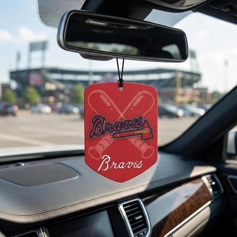 MLB Atlanta Braves Car Air Freshener - Team Logo Scented Hanging Air Freshener, Red Shield Design with "Atlanta Braves" Logo, Sports Fan Auto Fragrance for Cars, Trucks, Home (2 Pack) in Saudi Arabia