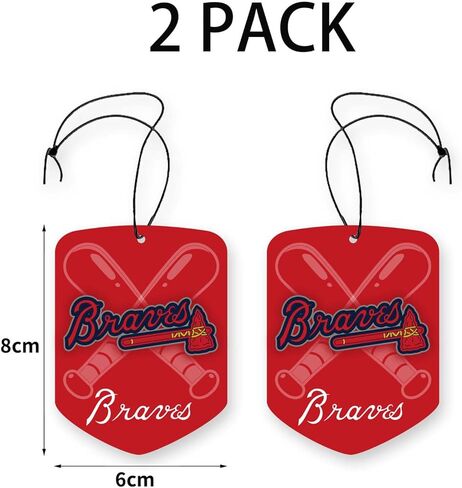 MLB Atlanta Braves Car Air Freshener - Team Logo Scented Hanging Air Freshener, Red Shield Design with "Atlanta Braves" Logo, Sports Fan Auto Fragrance for Cars, Trucks, Home (2 Pack) in Saudi Arabia