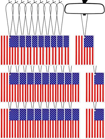 Dunzy 30 Pcs Air Freshener American Flag Car Freshener Patriotic USA Flag Hanging Automotive 250 Year Anniversary Air Fresheners for Independence Day Auto Accessories, 3 Scents(2 Color Style) in Saudi Arabia