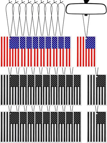 Dunzy 30 Pcs Air Freshener American Flag Car Freshener Patriotic USA Flag Hanging Automotive 250 Year Anniversary Air Fresheners for Independence Day Auto Accessories, 3 Scents(2 Color Style) in Saudi Arabia