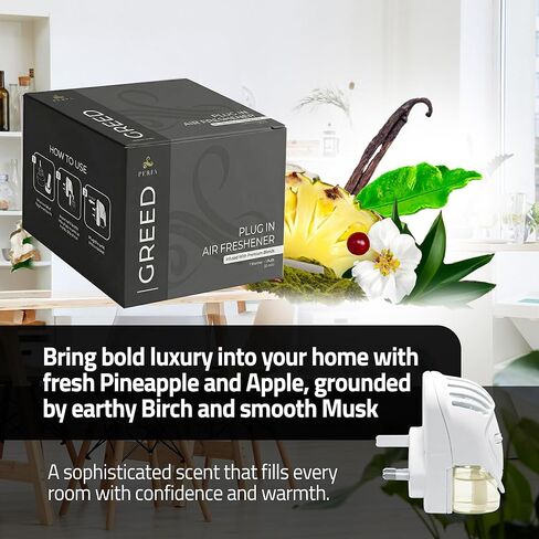 Greed Plug In Air Fresheners for Home | Lasts over 3 months | Wall Plug in Air Freshener with Greed Fragrance | Adjustable Scent Plug In Air Freshener | Scented Mini Bedroom Air Freshener by Perfa in Saudi Arabia