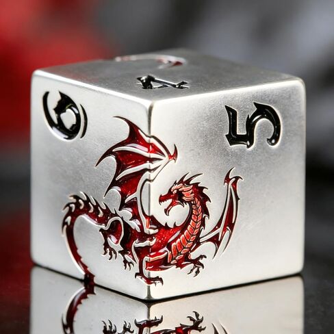 Dragon Solid Heavy Metal DND Dice Set 7Pcs Dice DND with an Iron Box for DND COC Role Playing dice Games and Board Games Gift (Slivery) in Saudi Arabia