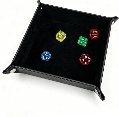 Double Sided Dice Tray, Folding Quadrilateral PU Leather and Velvet Dice Holder for D&D RPG Dice Games in Kuwait