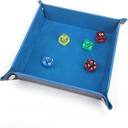 Double Sided Dice Tray, Folding Quadrilateral PU Leather and Velvet Dice Holder for D&D RPG Dice Games in Kuwait
