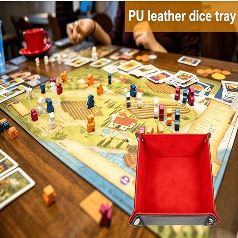 Double Sided Dice Tray, Folding Quadrilateral PU Leather and Velvet Dice Holder for D&D RPG Dice Games in Kuwait
