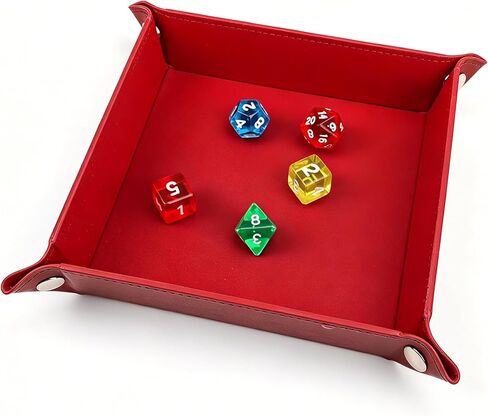 Double Sided Dice Tray, Folding Quadrilateral PU Leather and Velvet Dice Holder for D&D RPG Dice Games in Kuwait
