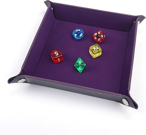 Double Sided Dice Tray, Folding Quadrilateral PU Leather and Velvet Dice Holder for D&D RPG Dice Games in Kuwait