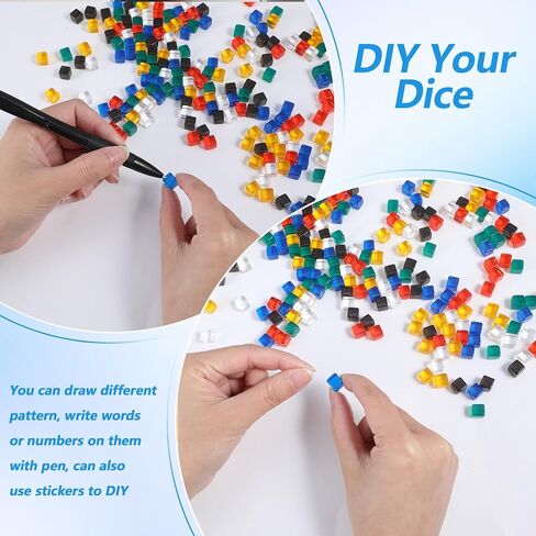 180 Pcs Colored Dice Set 8mm Dice Acrylic Cubes Blank Dice Small Clear Dices for Board Games Tabletop Dices DIY Crafts in Saudi Arabia