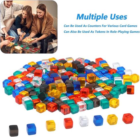 180 Pcs Colored Dice Set 8mm Dice Acrylic Cubes Blank Dice Small Clear Dices for Board Games Tabletop Dices DIY Crafts in Saudi Arabia