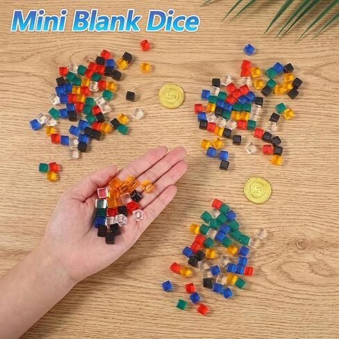 180 Pcs Colored Dice Set 8mm Dice Acrylic Cubes Blank Dice Small Clear Dices for Board Games Tabletop Dices DIY Crafts in Saudi Arabia