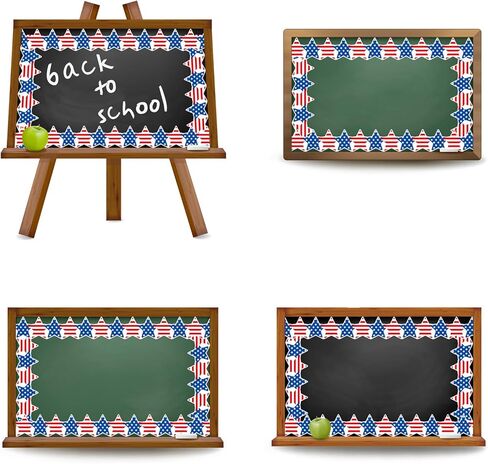 FYSUIMU Patriotic Star Bulletin Board Border Red Blue 4th of July Star Stripe Die Cut Trim Border Roll for Independence Day Chalkboard Wall Decoration in Kuwait