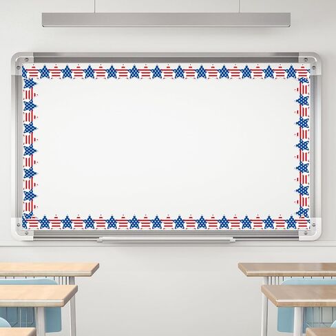 FYSUIMU Patriotic Star Bulletin Board Border Red Blue 4th of July Star Stripe Die Cut Trim Border Roll for Independence Day Chalkboard Wall Decoration in Kuwait