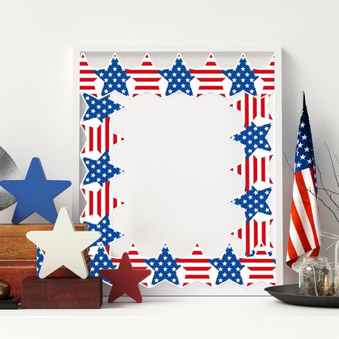 FYSUIMU Patriotic Star Bulletin Board Border Red Blue 4th of July Star Stripe Die Cut Trim Border Roll for Independence Day Chalkboard Wall Decoration in Kuwait