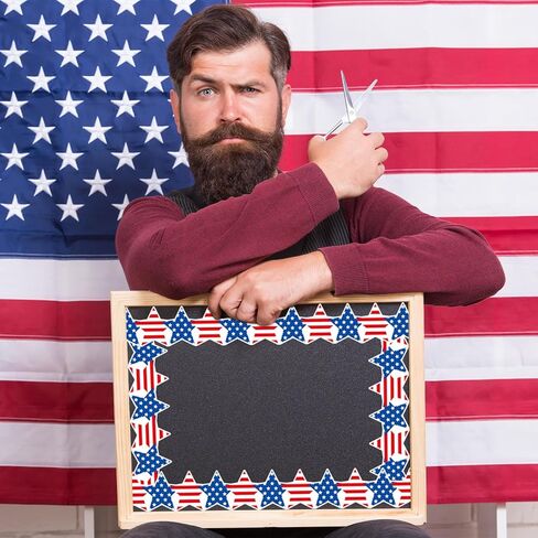 FYSUIMU Patriotic Star Bulletin Board Border Red Blue 4th of July Star Stripe Die Cut Trim Border Roll for Independence Day Chalkboard Wall Decoration in Kuwait