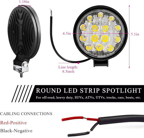 Led Round Light Bar, 2PCS 4.5" 48W 2000LM Flood Light Pod, Waterproof Work Truck Lights, Round LED Pod Off Road Fog Driving Roof Bar Bumper for SUV Truck Tractor in Kuwait