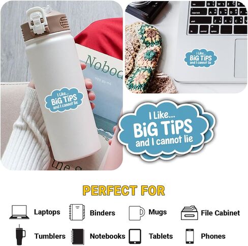 3Pcs I Like Big Tips and I Cannot Lie Sticker Funny Waitress Bartender Barista Gift for Tip Jar I Like Big Tips and I Cannot Lie Stickers Service Decal for Laptop Bottle Notebook Toolbox Hard Hat 3" in Kuwait