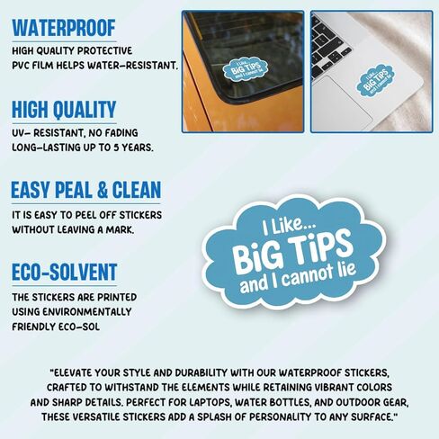 3Pcs I Like Big Tips and I Cannot Lie Sticker Funny Waitress Bartender Barista Gift for Tip Jar I Like Big Tips and I Cannot Lie Stickers Service Decal for Laptop Bottle Notebook Toolbox Hard Hat 3" in Kuwait