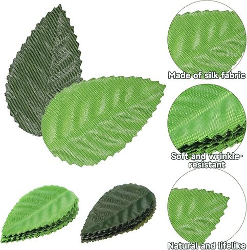 200Pcs Artificial Rose Leaves, Mixed Green Faux Silk Leaves, 2 Colors Fake Faux Leaf for DIY Crafts, Floral Arrangements, Wedding Decor, Scrapbooking, and Home Decoration in Saudi Arabia