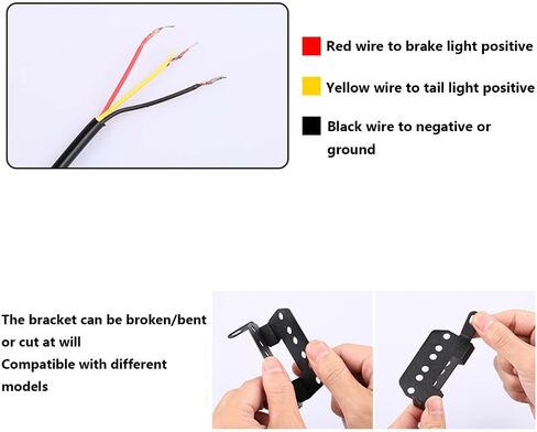 Universal 15 LEDs Rear Third 3RD Strobe Flashing Tail Brake Light Stop Warning Lights, Universal Fit for 12V Motorcycle Electric Motor, Smoke Lens in Kuwait
