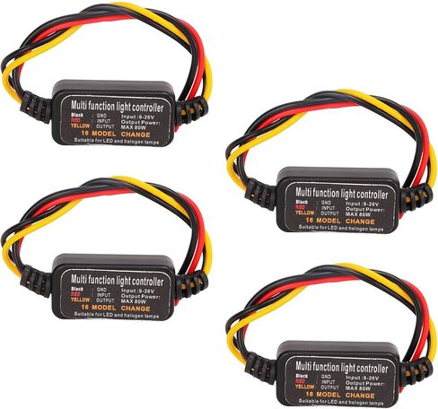 Ejoyous Brake Light Flash Strobe Controller, 4PCS DC9‑26V LED Brake Light Flasher Strobe Controller 16 Modes Adjustable for Car Motorcycle, Truck Brake Light, Alarm Light in Kuwait