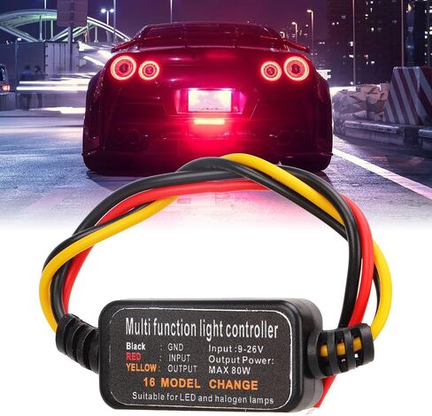 Ejoyous Brake Light Flash Strobe Controller, 4PCS DC9‑26V LED Brake Light Flasher Strobe Controller 16 Modes Adjustable for Car Motorcycle, Truck Brake Light, Alarm Light in Kuwait