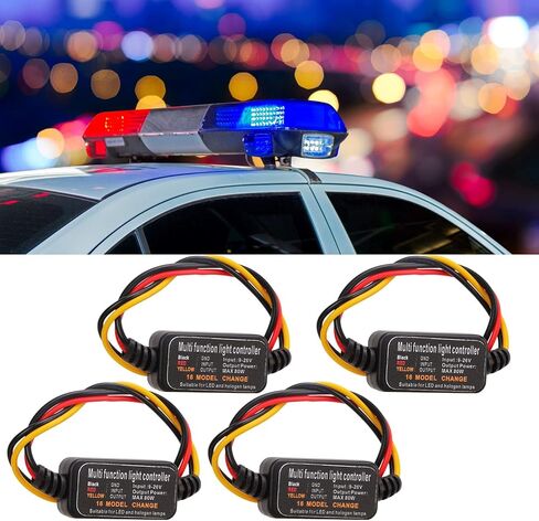 Ejoyous Brake Light Flash Strobe Controller, 4PCS DC9‑26V LED Brake Light Flasher Strobe Controller 16 Modes Adjustable for Car Motorcycle, Truck Brake Light, Alarm Light in Kuwait