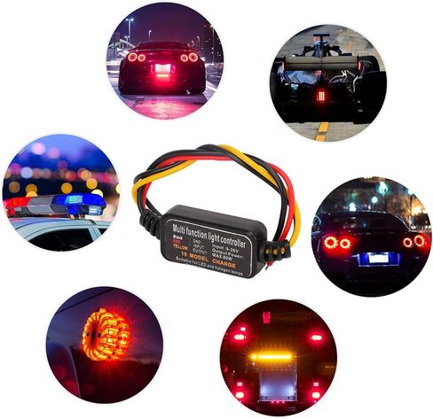 Ejoyous Brake Light Flash Strobe Controller, 4PCS DC9‑26V LED Brake Light Flasher Strobe Controller 16 Modes Adjustable for Car Motorcycle, Truck Brake Light, Alarm Light in Kuwait