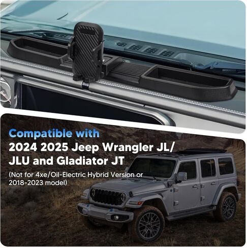 حامل هاتف Wrangler JL JLU: ملحقات تعديل يدوية متعددة التركيب من مادة ABS الصناعية لسيارة Jeep Wrangler JL JLU & Gladiator JT 2024 2025 2026 (ليس لـ 4xe) in Kuwait