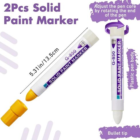 2 Pcs Solid Paint Markers Waterproof Fade Resistant Permanent Marker Pens for Metal Tire Glass Wood Home and Industrial Long Lasting Pens Suitable for Wet Oil Concrete Surfaces in Kuwait