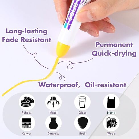 2 Pcs Solid Paint Markers Waterproof Fade Resistant Permanent Marker Pens for Metal Tire Glass Wood Home and Industrial Long Lasting Pens Suitable for Wet Oil Concrete Surfaces in Kuwait