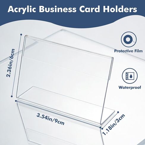 32 PCS 2.5 X 3.5 Inch Acrylic Business Card Holders,Clear Name Display Slant Back Sign Holders Card Stand Organizer for Desk Office Men Women,L Shaped Display Stand,Thickness 0.05inch in Saudi Arabia