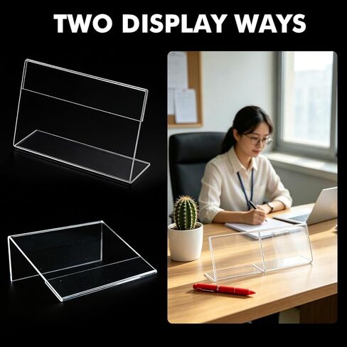 32 PCS 2.5 X 3.5 Inch Acrylic Business Card Holders,Clear Name Display Slant Back Sign Holders Card Stand Organizer for Desk Office Men Women,L Shaped Display Stand,Thickness 0.05inch in Saudi Arabia