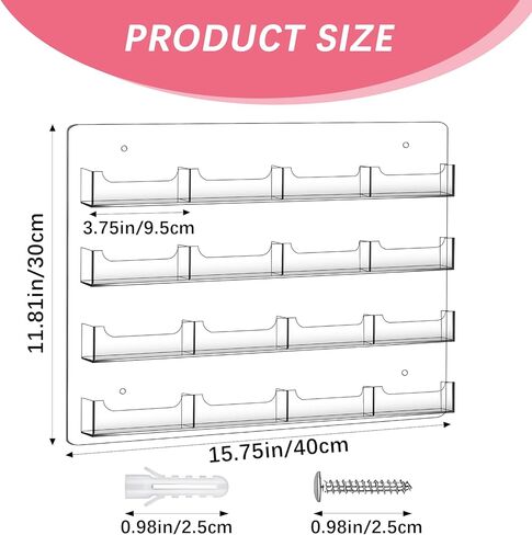 Business Card Holder Wall Mount Clear Sticker Display Marketing Holder Acrylic Business Card Stand Multi Pocket Rack Organizer Space Saver for Home Office in Saudi Arabia
