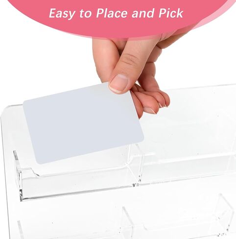 Business Card Holder Wall Mount Clear Sticker Display Marketing Holder Acrylic Business Card Stand Multi Pocket Rack Organizer Space Saver for Home Office in Saudi Arabia