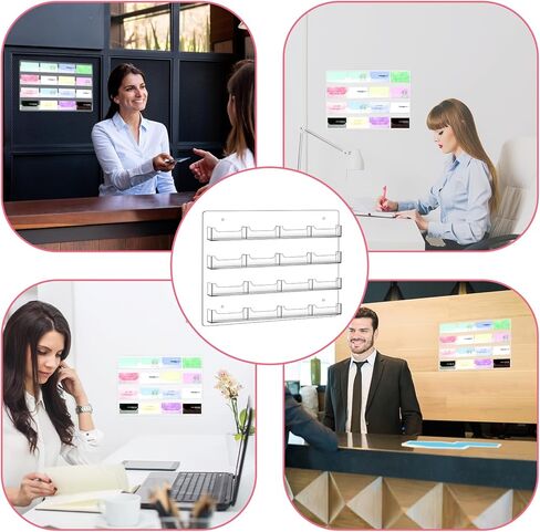 Business Card Holder Wall Mount Clear Sticker Display Marketing Holder Acrylic Business Card Stand Multi Pocket Rack Organizer Space Saver for Home Office in Saudi Arabia