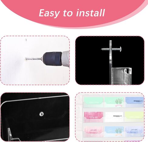 Business Card Holder Wall Mount Clear Sticker Display Marketing Holder Acrylic Business Card Stand Multi Pocket Rack Organizer Space Saver for Home Office in Saudi Arabia