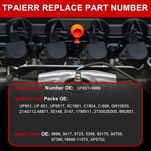 UF651 & 9686 Ignition Coil Pack and Iridium Spark Plugs Set of 4 Automotive Compatible with Hyundai Elantra Tucson/Kia Soul Forte 2011 2012 2013 2014 2015 2016 2017 2018 1.8L 2.0L L4 C1804 in Saudi Arabia