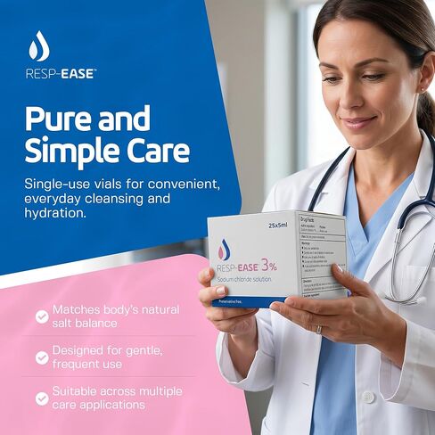 3% Hypertonic Saline Solution for Inhalation via Nebuliser 240ml / 8.11 FL OZ - Helps Clear Airways and Congestion from Lungs - 60 x 4ml Vials - Nebulizer Saline Solution in Saudi Arabia