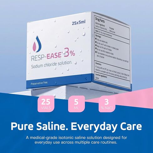 3% Hypertonic Saline Solution for Inhalation via Nebuliser 240ml / 8.11 FL OZ - Helps Clear Airways and Congestion from Lungs - 60 x 4ml Vials - Nebulizer Saline Solution in Saudi Arabia