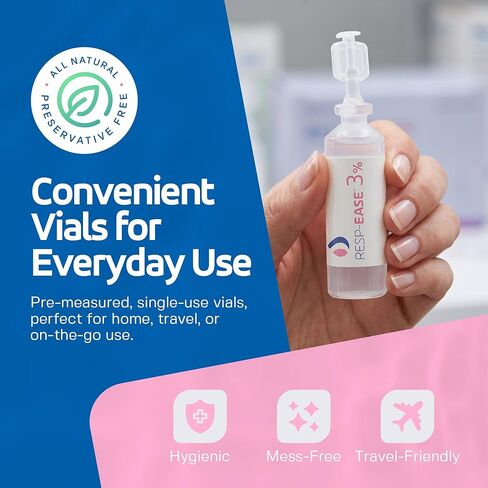 3% Hypertonic Saline Solution for Inhalation via Nebuliser 240ml / 8.11 FL OZ - Helps Clear Airways and Congestion from Lungs - 60 x 4ml Vials - Nebulizer Saline Solution in Saudi Arabia