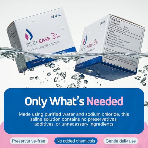 3% Hypertonic Saline Solution for Inhalation via Nebuliser 240ml / 8.11 FL OZ - Helps Clear Airways and Congestion from Lungs - 60 x 4ml Vials - Nebulizer Saline Solution in Saudi Arabia