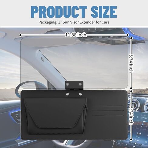 Sun Visor Extender for Car,Upgraded HD Anti-Glare Car Visor Extender Sun Blocker with Magnetic Storage Pouch & 3 Card Slots,180° Foldable Windshield Visors Extenders in Kuwait