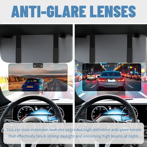 Sun Visor Extender for Car,Upgraded HD Anti-Glare Car Visor Extender Sun Blocker with Magnetic Storage Pouch & 3 Card Slots,180° Foldable Windshield Visors Extenders in Kuwait