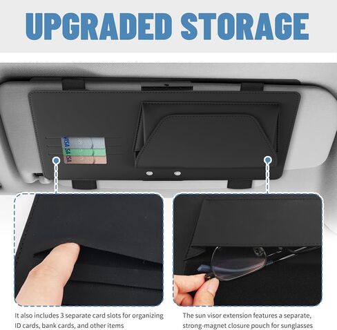 Sun Visor Extender for Car,Upgraded HD Anti-Glare Car Visor Extender Sun Blocker with Magnetic Storage Pouch & 3 Card Slots,180° Foldable Windshield Visors Extenders in Kuwait
