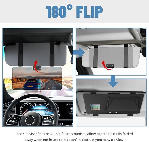Sun Visor Extender for Car,Upgraded HD Anti-Glare Car Visor Extender Sun Blocker with Magnetic Storage Pouch & 3 Card Slots,180° Foldable Windshield Visors Extenders in Kuwait