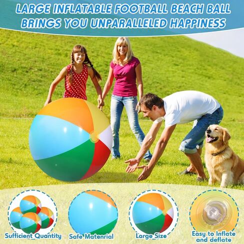 Sosation 4 Pcs Giant Inflatable Beach Ball 30inch Large Baseball Soccer Basketball Football 2.5ft Inflatable Sport Ball for Summer Pool Beach Outdoor Sports Themed Party(Various Style) in Saudi Arabia