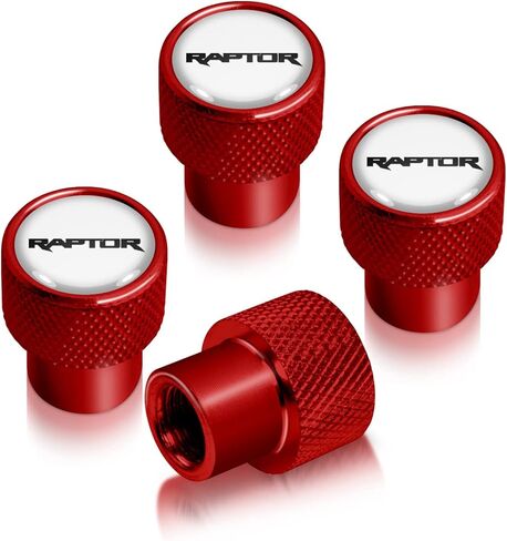 iPick Image for Ford F-150 Raptor Logo in Black on Red Easy-Grip Aluminum Tire Valve Stem Caps - Official Licensed in Kuwait