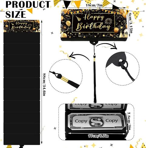 Birthday Money Holder for Cash Gift Birthday Money Holder Gift Card Holder Birthday Money Envelope Surprise Cash Envelope for Birthday Gifts, Black Gold Money Holder in Saudi Arabia